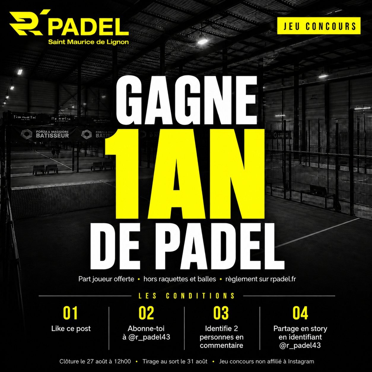 Jeu concours R'Padel — gagne 1 an de padel