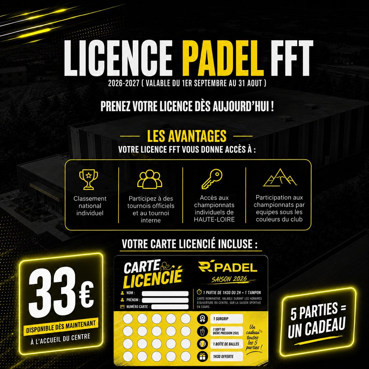 Licence Padel FFT 2026-2027 chez R'Padel Saint-Maurice-de-Lignon